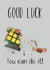 Rubik's cube good luck card created by Shore Designs
