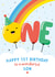 Rainbow 1st Birthday Card for Son created by Macie Dot Doodles