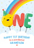 Rainbow 1st Birthday Card for Grandson created by Macie Dot Doodles