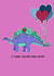 Funny dinosaur card for loved one - You’re DINO-mite - stegosaurus in love created by Betty Bunny Designs