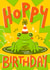 Cute Happy Birthday Card - Party Frog - Hoppy Birthday created by Angharad Ffion Design 