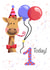 Birthday card, 1 year old, children, cute, child, baby, 1 today, giraffe, created by Things By Bam