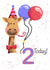 Cute 2nd birthday card, party giraffe, balloons created by Things By Bam