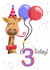 Cute 3rd birthday card, for child, giraffe, 3 today created by Things By Bam