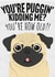 Funny Pug Pun Banter Birthday Card created by Cracking Cards!