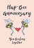 Anniversary card for a lovely couple featuring cute bees holding a heart. created by Helen Morgan Illustration
