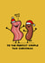 FUNNY PIGS IN BLANKET CHRISTMAS CARD FOR COUPLES. created by NICHOLA COWDERY ILLUSTRATIONS 