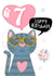 Cool cat sunglasses - 7th Birthday card - hearts and balloon - fun for her created by Little Cat Creates