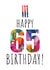 Modern 65th Birthday Card - Colourful Abstract Art Candles and Cake created by size3art