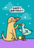 Cute dog and duck funny birthday card - jokes and laughs - perfect for all ages created by Wafflemamaart