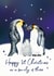 Watercolour Painted Penguins Christmas Card First Christmas As A Family of Three created by Betsy Benn