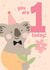 Cute koala bear birthday card for one year old created by Blush & Blossom