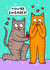 Cute cartoon cat couple engagement card - for a newly engaged cat loving couple! created by Wafflemamaart