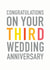 Congratulations 3rd wedding anniversary card created by Studio 9