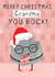 Christmas Card for Grandma -Rock in Santa hat-Merry Christmas Grandma. YOU ROCk! created by Dinky Rouge