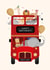 Cute Birthday Card - Red Party Bus with Safari Animals created by Studio Mads