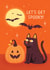 Cute Halloween Card - Bats, Cat and Pumpkin - Let’s Get Spooky! created by Liz Volpi