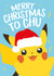 Cute Pikachu christmas card for pokemon lovers - merry christmas to chu created by Wild Card