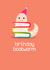 Books Birthday Card - Cute Reading Book Worm - for Library Lover created by Bev O'Connor || @oconnordesign