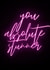Bright Motivational Thank You Card - Neon Sign - You Absolute Stunner created by Hannah Lear