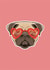 Pug with Heart-Shaped Glasses - Cute Funny Card created by Bumble & Tinks