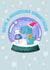 Dinosaur snow globe Christmas card created by For You Creative