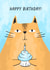Cute ginger cat with cake Birthday card! created by Evie Garnett Designs