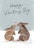 Cute Valentine's Day card - Rabbits - Bunnies - Kissing created by Making Meadows Ltd