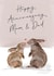 Cute bunny rabbits, Happy Anniversary Mum & Dad Card created by Making Meadows Ltd