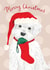 Cute Christmas Card - Dog With Stocking - Merry Christmas created by Louise Tiler