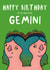 Cute birthday card - Gemini - May - June - Zodiac created by Charlotte Caswell