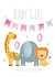 Cute New Baby card - baby girl - animals - safari created by Trudles Doodles Handmade