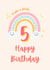 Cute 5th Birthday Rainbow: with Happy Clouds and Stars - Make a Wish! created by Dara, Ceramic Scripture