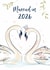Wedding card for 2026 - beautiful swans - married in 2026 created by Katie Phythian Design