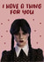 Wednesday Addams Love Card created by Rock & Rose Creative