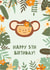 5th Birthday Card | Monkey Card | Animal | Kids | Children's | Gender Neutral created by Ricicle Cards