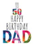 Colourful 50th Birthday Card for Dad - Birthday Cake and Candles - Abstract Art created by size3art
