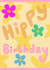 Cute hippy flower birthday card for loved one created by Rudey Wudeys