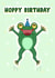 Cute Hoppy Birthday frog themed birthday card created by Lauren Prizeman