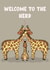 Welcome to the herd, giraffe themed new baby congratulations card created by Lauren Prizeman