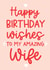 Cute and modern happy Birthday card for your Wife created by Word Up Creative