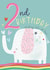 Cute 2nd Birthday Card - Elephant created by Laura Darrington Design Ltd.