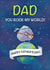 Cute father's day card - rock music - Dad you rock my world! created by J C Perry