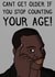 Funny birthday card talking about getting older rollsafe meme created by Laughable Letters