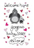 Welcome Home Gorgeous Baby Sister - Cute Penguins and Love Hearts New Baby Card created by Love and Happy Stuff