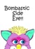 Funny furby side eye meme greeting card created by Kirsty  Crane 