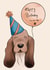 Basset hound birthday card created by Nat’s Attic Creatures