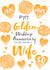 Pretty Anniversary Card - Golden - 50th - Wife created by Juniper and Rose Studio
