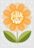 Cute Thankyou card - Retro Sunflower _ Thankyou created by Louise Brainwood