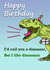 Funny birthday dinosaur card created by Sadie Webster